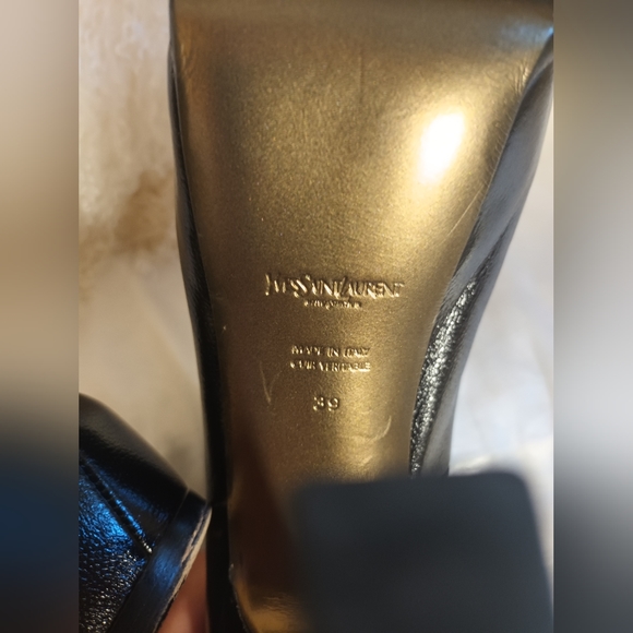 YSL Platform Heels Black Leather Sz 39 US 9 - Picture 6 of 16